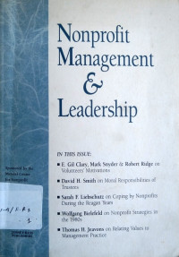 Image of Nonprofit management & leadership: Volume 4, Number 2