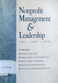 Image of Nonprofit management & leadership: Volume 3, Number 1